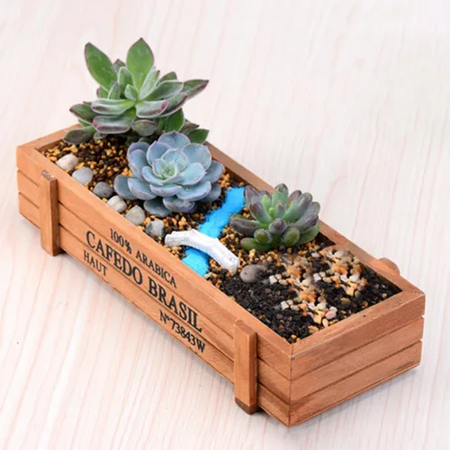 Vista 2 de Maceta decorativa de madera para plantas pequeñas y llaves