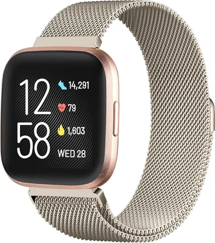 Vista 14 de Bandas de metal compatibles con reloj inteligente Fitbit Versa/Versa Lite/Versa 2 para mujeres y hombres, correa de repuesto de malla de acero Negro