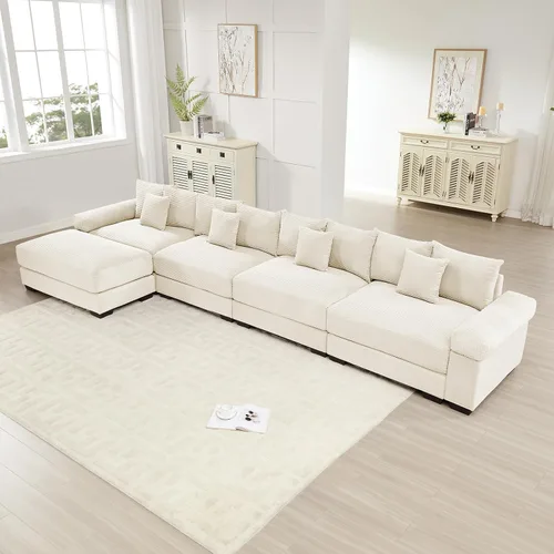 Vista 11 de ODUSE-DAILY Sofá modular de gran tamaño de 117.3 pulgadas, sofás modulares grandes de pana para sala de estar, sofás de 3 plazas, moderno juego