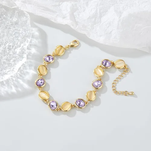 Vista 4 de Aprilery Gold Chain Bracelet for Women, Dainty Multicolor Crystal Stone Link Bracelet 14K Gold Trendy Bracelets Jewelry for Women Girls Gifts for Her