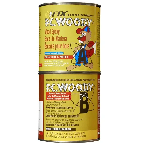 Vista 11 de PC Products PC-Woody 23334 - Pasta epoxi reparadora de madera de dos componentes, 1.5 oz en dos frascos, color tostado