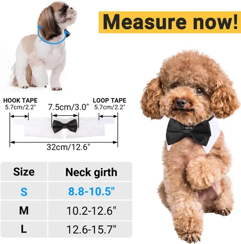 Vista 2 de Collar de corbatín negro para gato Segarty, lindo esmoquin para cachorros con corbatín para perros con collar blanco ajustable hecho a mano