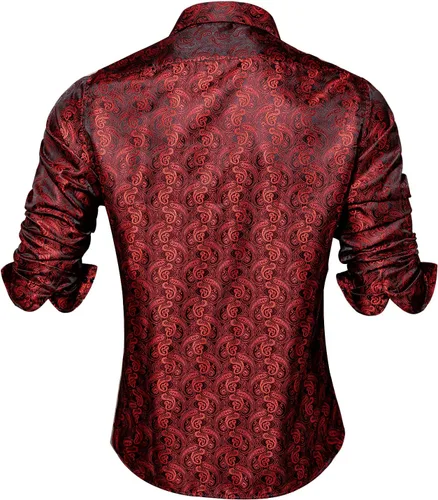 Vista 2 de Dubulle Camisa de vestir para hombre, diseño floral de cachemira, camisas de manga larga para hombre, camisas casuales con botones, traje formal