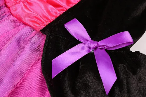 Vista 6 de Doxrmuru Disfraz de bruja para niñas, disfraz de bruja con luz LED para Halloween