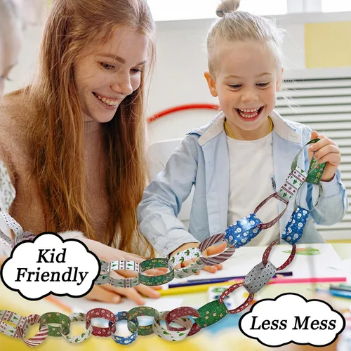 Vista 6 de Origami Joy 300 tiras de cadena de papel blanco para manualidades. No necesita pegamento ni cinta. Apto para niños y diversión familiar. Produce más