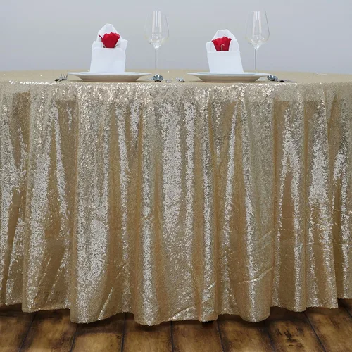 Vista 16 de Tableclothsfactory Luxury Collection - Manteles redondos de lentejuelas de 108 pulgadas, color dorado