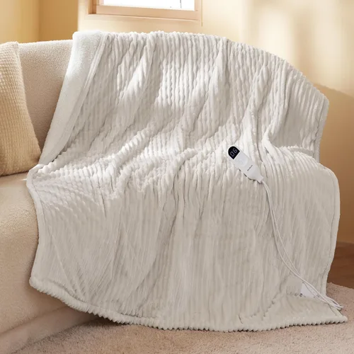 Vista 19 de Bedsure GentleSoft - Manta eléctrica individual – Manta térmica de franela suave acanalada, calefacción con 6 ajustes de tiempo (hasta 10 horas), 6