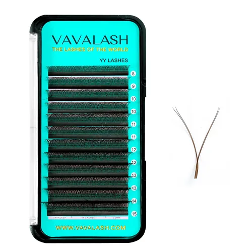 Vista 26 de VAVALASH Extensiones de pestañas en Y, rizo C, 0.002 in, 0.315-0.591 in, bandeja mixta, volumen 4D, extensiones de pestañas tipo YY, extensiones