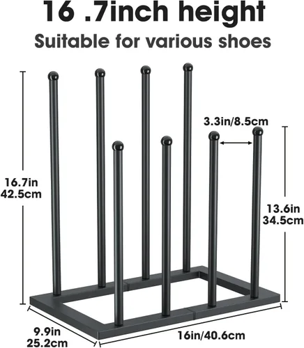 Vista 5 de Urban Deco Zapatero de pie independiente, organizador de botas para botas altas, estante de metal negro para botas de 4 pares, organizador