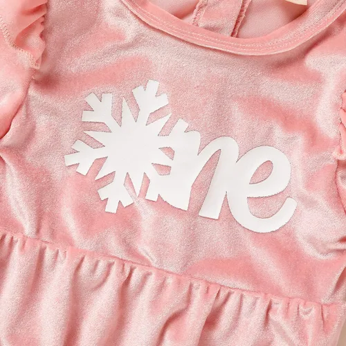 Vista 3 de GRNSHTS Ropa de primer cumpleaños para niña de terciopelo de un año de edad, mameluco de manga larga + diadema, 2 piezas de trajes de pastel
