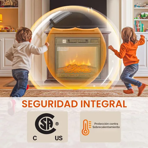 Vista 6 de HOMCOM Chimenea eléctrica de 26" con mantel envolvente Independiente marrón Marrón Oscuro
