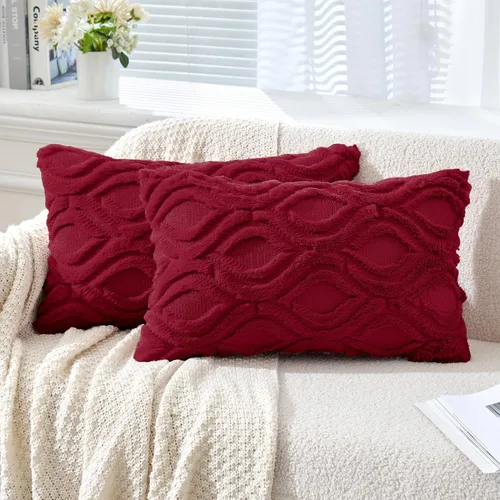 Vista 14 de MIULEE - Juego de 2 fundas de almohada de lana sintética suave y afelpada, fundas decorativas de estilo bohemio para sofá, sala de estar, cama, 16 x