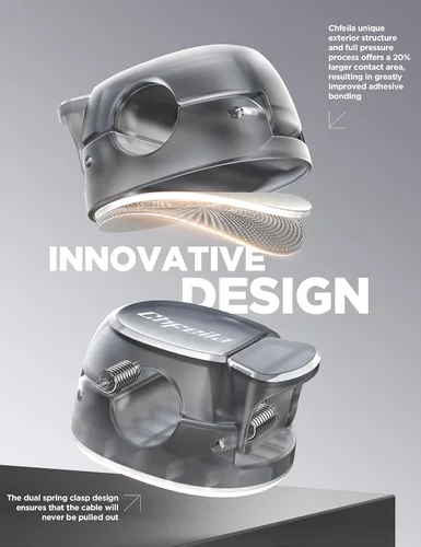 Vista 5 de Clips de cable - Chfeila Organizador de cables de resorte dual más reciente con cierre de gancho, paquete de 6 [máxima estabilidad] Gestión