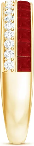 Vista 8 de Anillo de media eternidad de diamantes y rubí de 1.25 quilates para mujer Calidad AAA