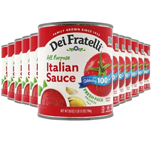 Vista 6 de Dei Fratelli Salsa italiana (latas de 28 onzas, paquete de 6) - Madurado en vid - Sin agua añadida, sin pasta - Sin OMG, sin gluten - Receta