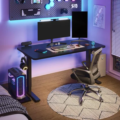 Vista 4 de FLEXISPOT EN2 Marco de escritorio de pie con regleta de alimentación de abrazadera y bandeja de gestión de cables, base de escritorio eléctrica