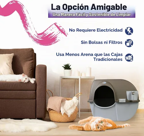 Vista 2 de Omega Paw NRA15-1 Caja de arena de limpieza automática Roll 'n Clean, regular, peltre, normal, Pewter