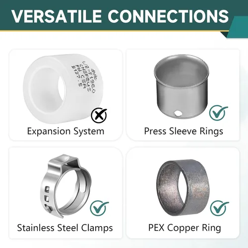 Vista 4 de Paquete de 5 accesorios PEX, adaptador de codo NPT roscado macho de 1/2" PEX x 1/2", ASTM F1807