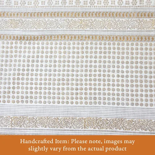 Vista 5 de Panel de cortina transparente blanco y dorado con alzapaños, 100% gasa de algodón, con pestaña superior o bolsillo para barra para decoración