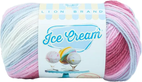 Vista 38 de Lion Brand Yarn, Hilo para Bebé Ice Cream para tejer, ganchillo y manualidades, Baseball Nut, 1 paquete, fibra acrílica colorida de peso DK