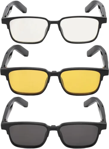Vista 10 de VBESTLIFE Lentes inteligentes, Bluetooth 5.3 con oreja abierta, micrófono integrado, control de voz, IP5 impermeable, altavoces duales, estéreo