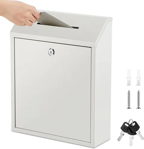 Vista 25 de Yaocom Caja de Recolectión de Donaciones de Efectivo de Metal Caja de Sugerencias Segura con Cerradura Montada en la Pared Buzón de Entrega
