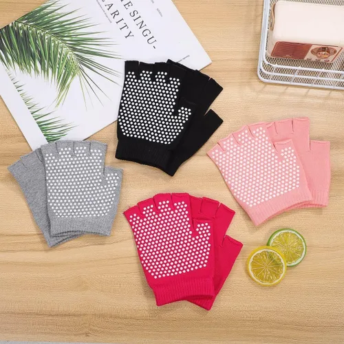 Vista 3 de BESPORTBLE 4 pares de guantes de yoga antideslizantes para mujer, guantes de entrenamiento de medio dedo, versátiles protectores de manos