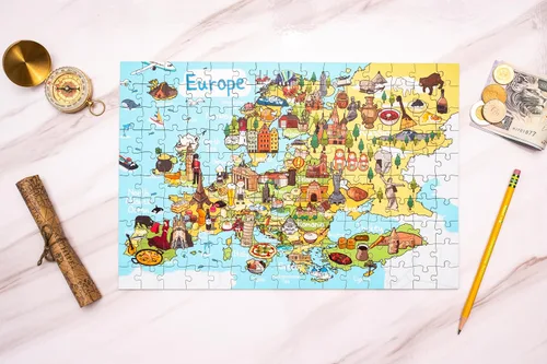 Vista 2 de Rompecabezas de madera de mapa de Europa de 152 piezas, 10 x 15 pulgadas