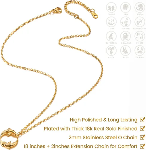 Vista 8 de GOLDCHIC JEWELRY Zodiac Constellation Charm Necklace for Women, Gold Horoscope Astrology Pendant Necklaces Birthday Gifts