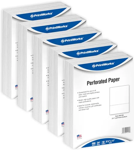 Vista 15 de PrintWorks Papel perforado profesional de media hoja de 8.5 x 11 pulgadas, perfecto para W-2, 1099 y uso de declaraciones, fabricado en los Estados