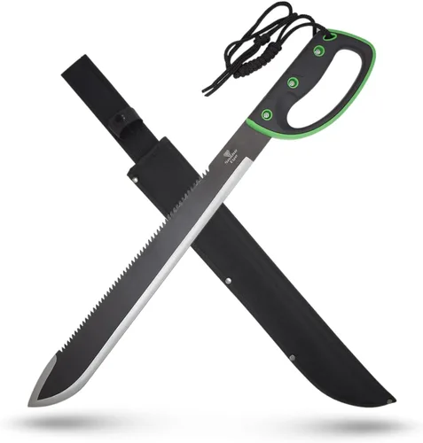 Vista 8 de Snake Eye Tactical Machete de hoja fija Full-Tang con vaina para caza, camping, pesca al aire libre (BK-GN)