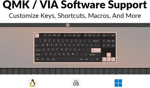 Vista 4 de Keychron C3 Pro QMKVIA - Teclado mecánico personalizado, intercambiable en caliente, programable de 87 teclas, montaje compacto de junta de diseño