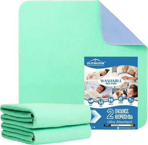 Vista 29 de OUTCREATOR® Almohadillas de cama lavables de 34" x 56" (paquete de 2), protector de colchón para incontinencia, almohadillas impermeables