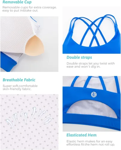Vista 137 de Brasieres deportivos para mujer, con relleno, tipo camiseta sin mangas, sexis, con espalda cruzada, de alto impacto, largos, ideales para practicar