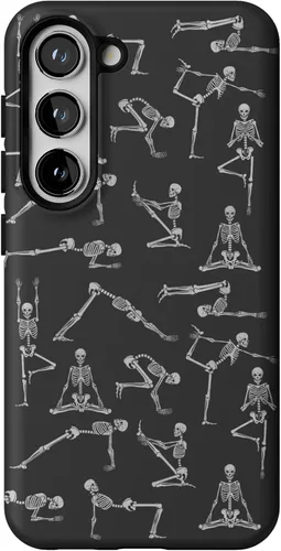 Vista 104 de Casely Funda para Galaxy S9 Postura de cadáver Yoga de esqueleto Diseño protector delgado esencial de doble capa