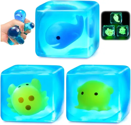 Vista 11 de Juguetes sensoriales de cubo antiestrés para adultos, pulpo que brilla en la oscuridad, juguetes sensoriales para niños con autismo, bolas de estrés