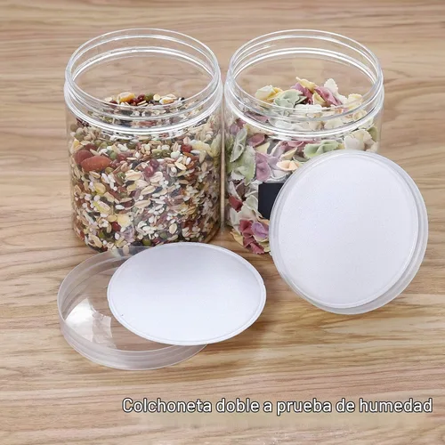 Vista 6 de Tarros de plástico de 16 onzas con tapas, paquete de 12 recipientes de plástico transparente para almacenamiento de alimentos de cocina y hogar