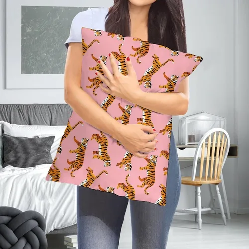 Vista 6 de Fundas de almohada decorativas de tigres rosados, funda de almohada lumbar de 12 x 20 pulgadas, funda de cojín para decoración del hogar, sala