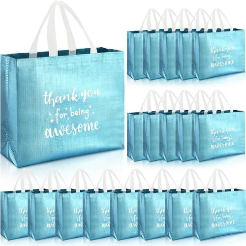 Vista 9 de Abbylike 24 bolsas de regalo de agradecimiento a granel para empleados, bolsas con asas, reutilizables para graduación, día del padre, oficina, Negro
