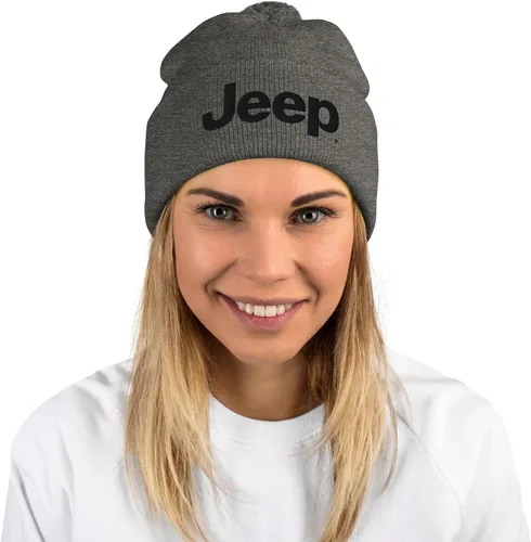 Vista 2 de Jeep Gorro de punto con logotipo Pom Pom