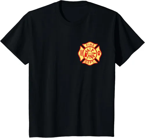Vista 76 de Camiseta con logotipo de bomberos con símbolo de bombero, Negro