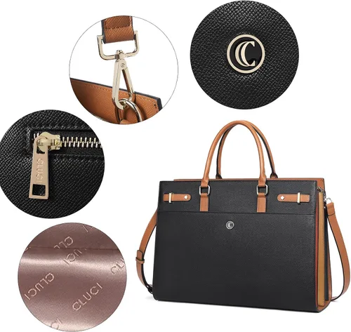 Vista 5 de CLUCI Briefcase for Women Leather Laptop 15.6 Inch Business Ladies Work Computer Tote Bags