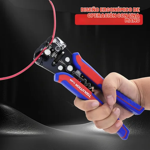 Vista 4 de Herramienta pelacables autoajustable 3 en 1, pelacables, prensado y corte de cables eléctricos de alta resistencia para 10-24 AWG