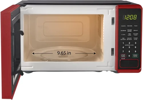 Vista 4 de NAXXY Horno de microondas compacto de encimera Cu ft, opción roja de un solo toque de 30 segundos
