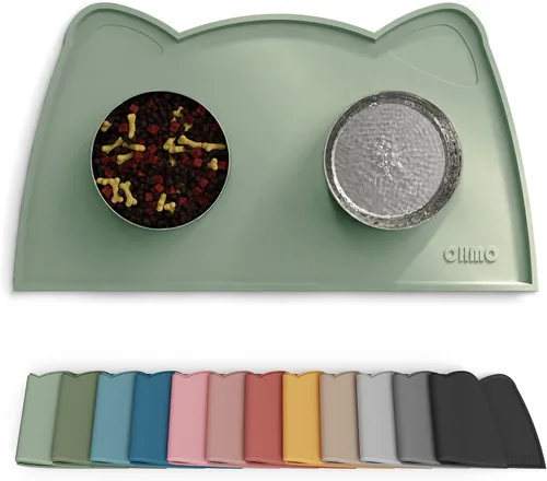 Vista 19 de OHMO - Tapete de silicona para comida para gatos, tapete de alimentación de mascotas para el piso, antideslizante e impermeable, bandeja para agua