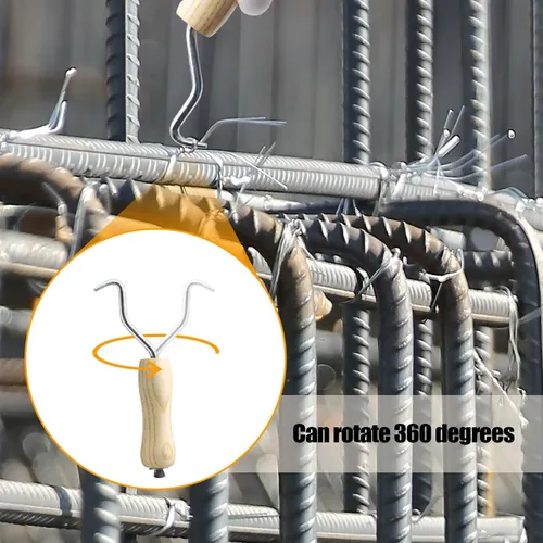 Vista 5 de mankk 2 unids Rebar Wire Twister Tie Twister Tool Concrete Metal Wire Twisting Fence Tool Pull Tie Wire Twister Mango de agarre de madera