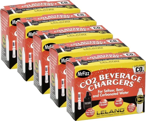Vista 5 de Cargadores de soda de CO2 de 50 Leland (LE10 CO2) - Cartuchos de agua seltzer C02 de 0.28 oz - 5 cajas de 10