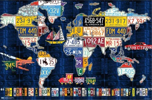 Vista 2 de Trends International David Bowman - Póster de pared de lienzo con mapa de matrícula