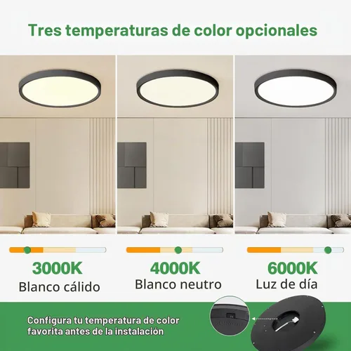 Vista 2 de Lámpara de techo LED empotrada grande de 24 pulgadas, 50W, 5480LM, 3000K/4000K/6000K CCT seleccionable, luminaria de techo de panel plano redondo