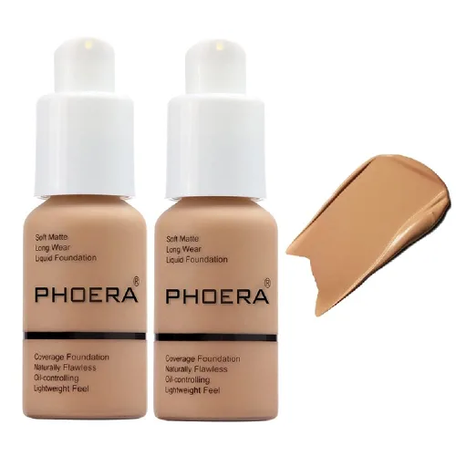 Vista 17 de PHOERA - Base de maquillaje mate, corrector de control de aceite, maquillaje impermeable de larga duración, base de cobertura completa